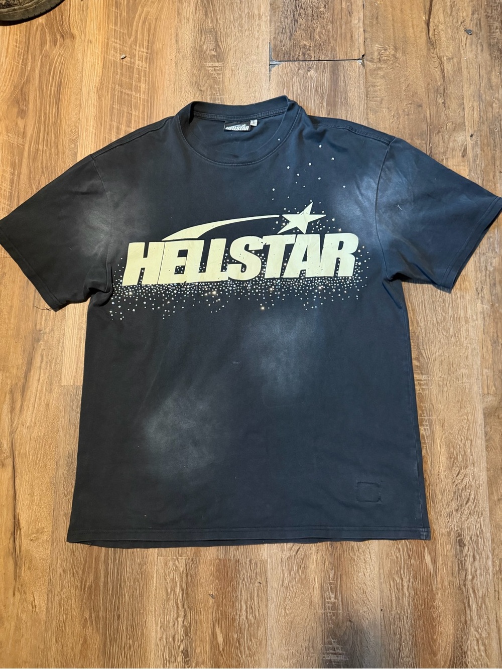 Helistar Black Rhinestone Short-Sleeve Logo Tee for Men